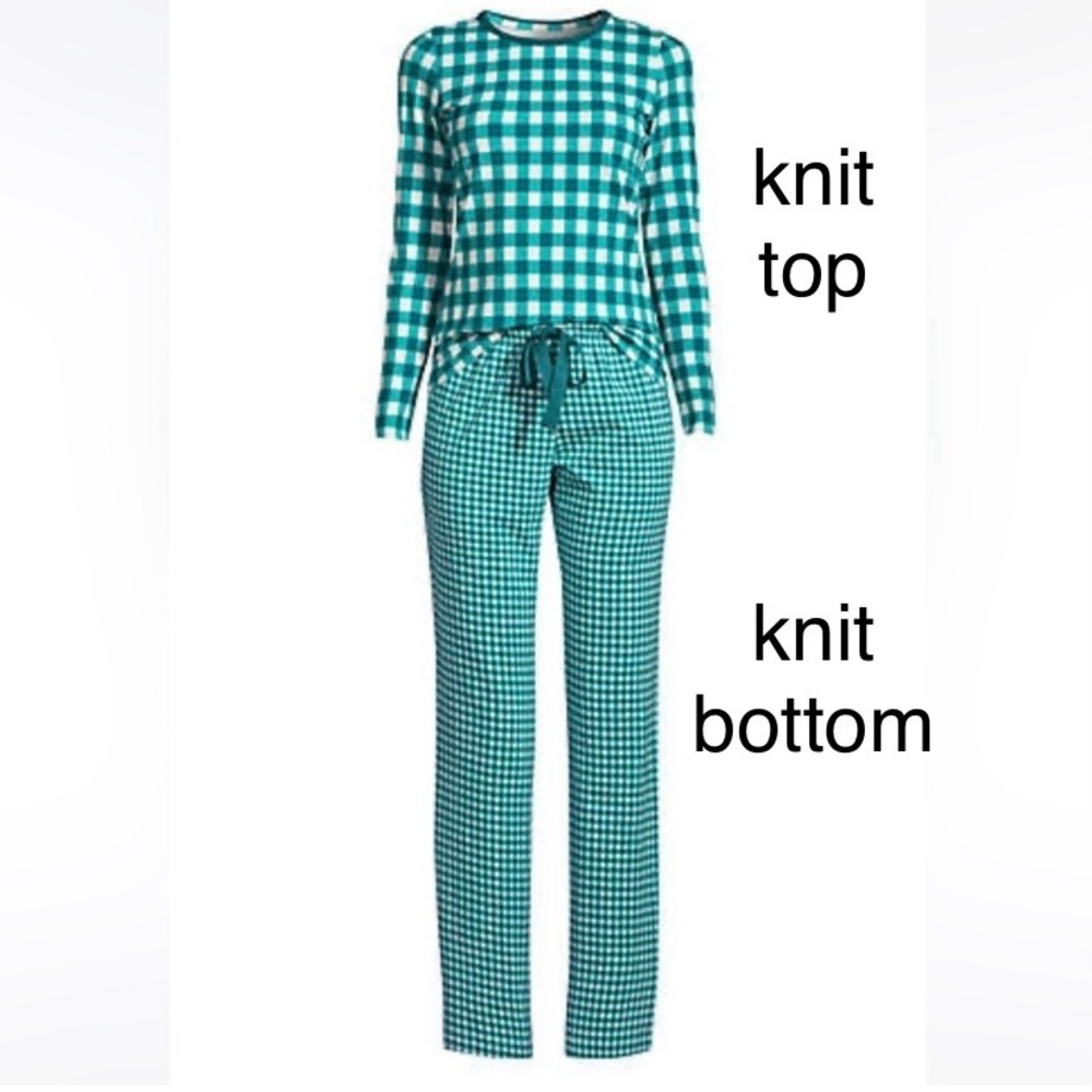 LANDSEND Draper James TALL Women’s Pajamas Set Cotton Knit Long Sleeve Top/Pants